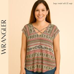 WRANGLER Casual Cut Out Paisley Top, S, NWOT!